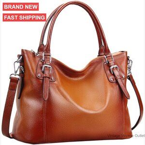 Large Genuine Leather Tote Bag with Adjustable Strap, Multi-Wear Hobo Purse